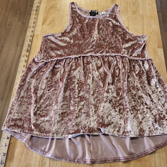 POL Pink Crushed Velvet Tank Mini Dress Zip Back Detail Empire Waist L - Picture 3 of 12